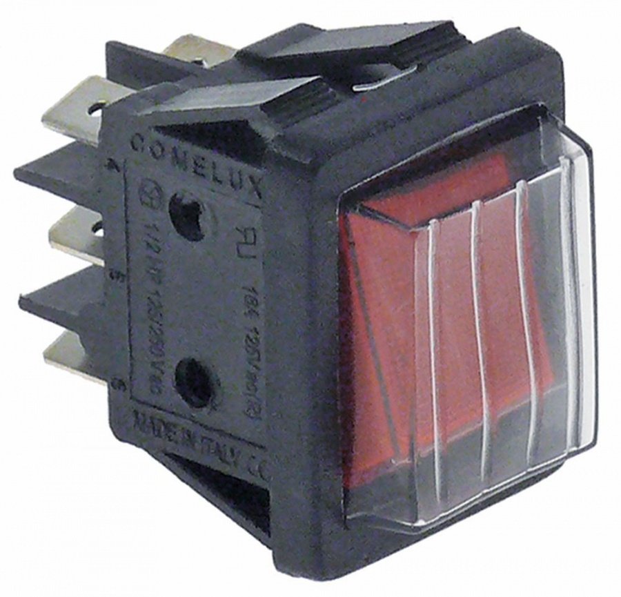 intrerupator basculant dimensiuni de montaj 30x22mm roșu 250V 16A