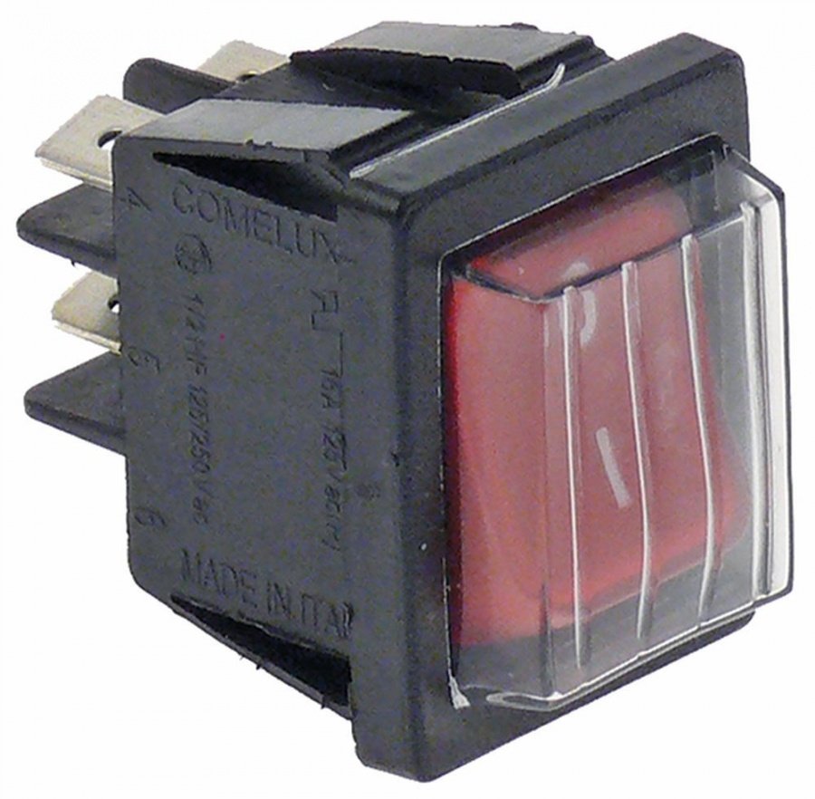 intrerupator basculant dimensiuni de montaj 30x22mm roșu 2NO 250V 16A
