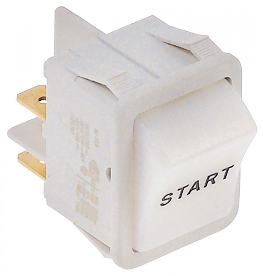 momentary rocker switch 30x22mm white 1NO 250V 16A start connection male faston 6,3mm