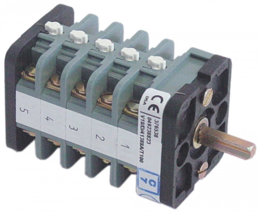rotary switch 4 0-1-2-3 sets of contacts 10 400V 18A shaft ø 6x6mm shaft length 23mm shaft square