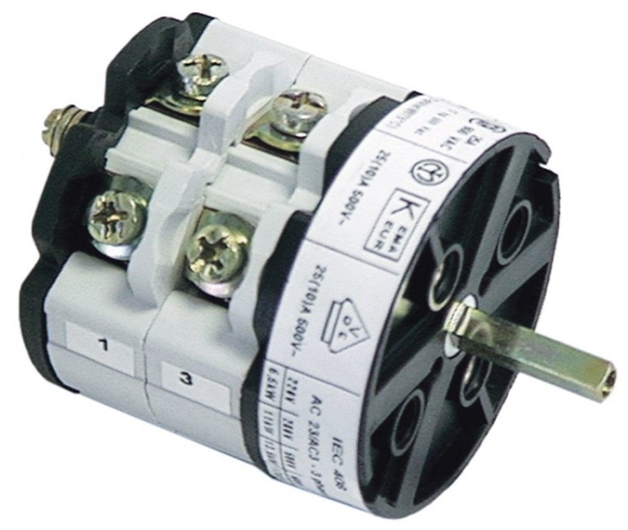 rotary switch 3 0-1-2 4 type CS025704300001 600V 32A shaft ø 5x5mm shaft length 24mm shaft square