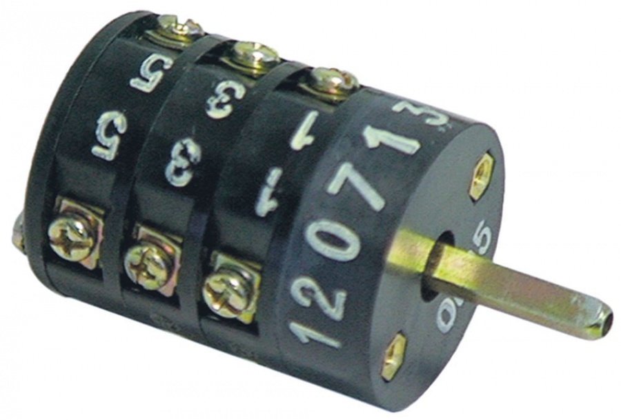 Comutator cu 4 pozitii 0-1-2-3, cu 5 contacte 20 A, ax patrat 5 x 5 mm, CS0178766 - 345007