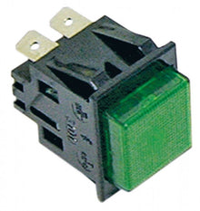 momentary push switch 27,2x22,2mm green 2NO 250V 16A illuminated connection male faston 6,3mm
