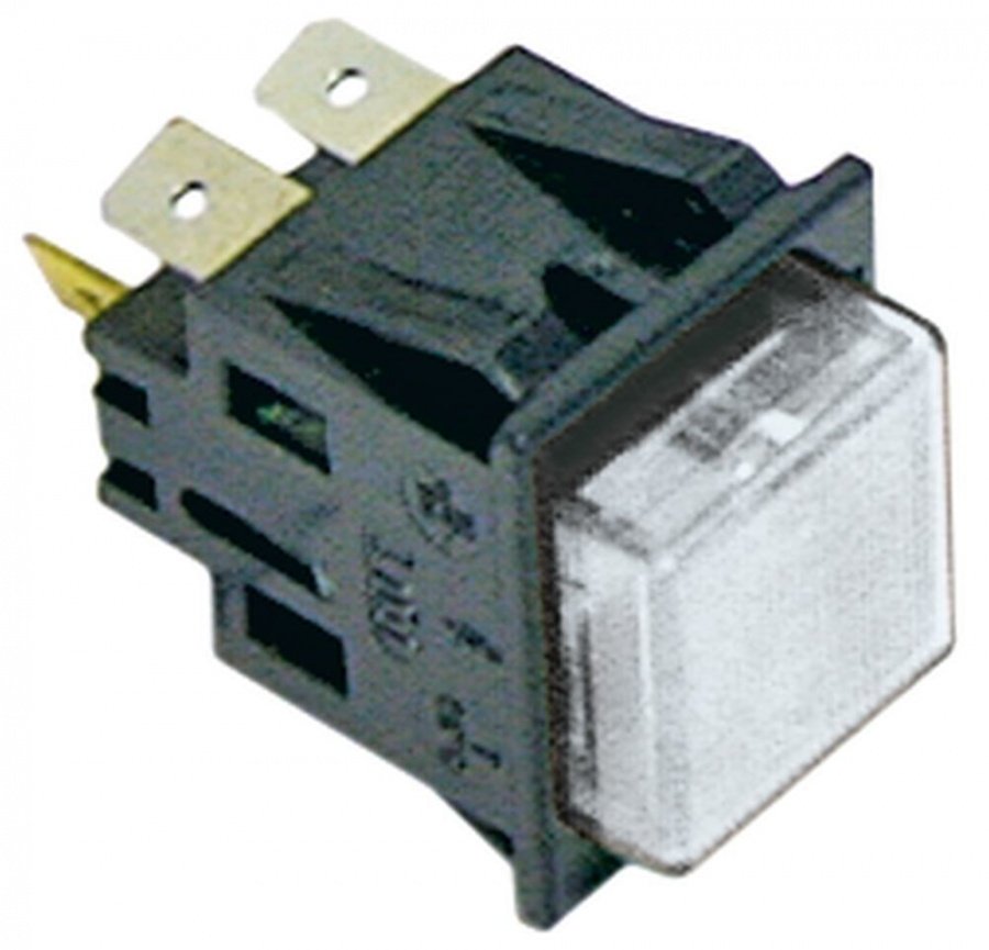push switch 27,2x22,2mm clear 2NO/indicator light 250V 16A connection male faston 6,3mm