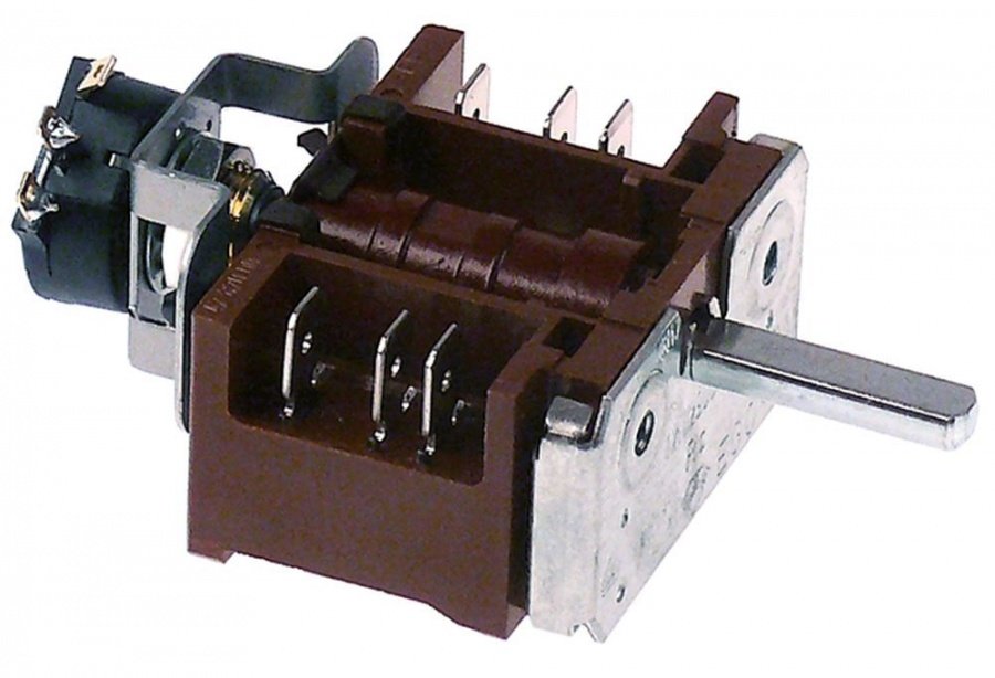Selector / comutator EGO 42.02900.027, cu 2 pozitii 0-1, contacte 2NO, 16A, cu potentiometru 10 kohm, ax ø 6x4,6 mm, L 23 mm - 345119