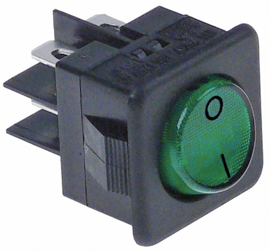 Intrerupator basculant O-1, verde, cu 2 contacte 2NO, 16 A, 250 V, montare 25 x 25 mm - 345278