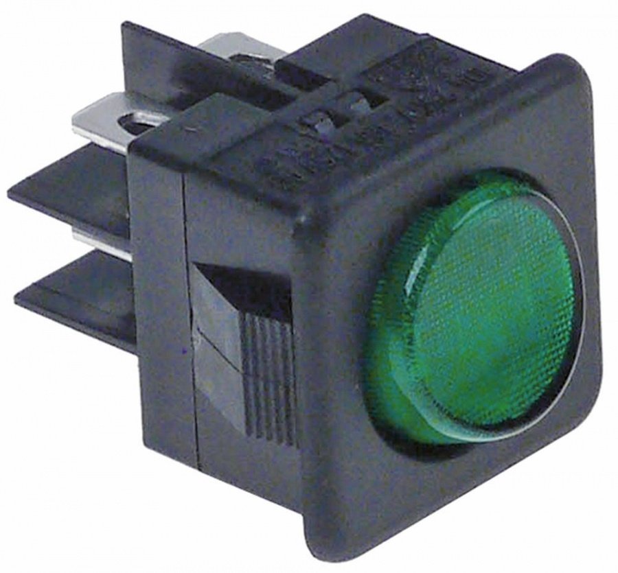 Intrerupator basculant verde, cu 2 contacte 2 NO, 16 A, 250 V, montare 25 x25 mm - 345280