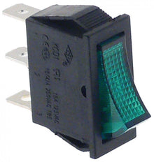 Intrerupator basculant, contact 16 A, 24 V, fanta montare 30 x 11 mm, cu lumina verde - 345381