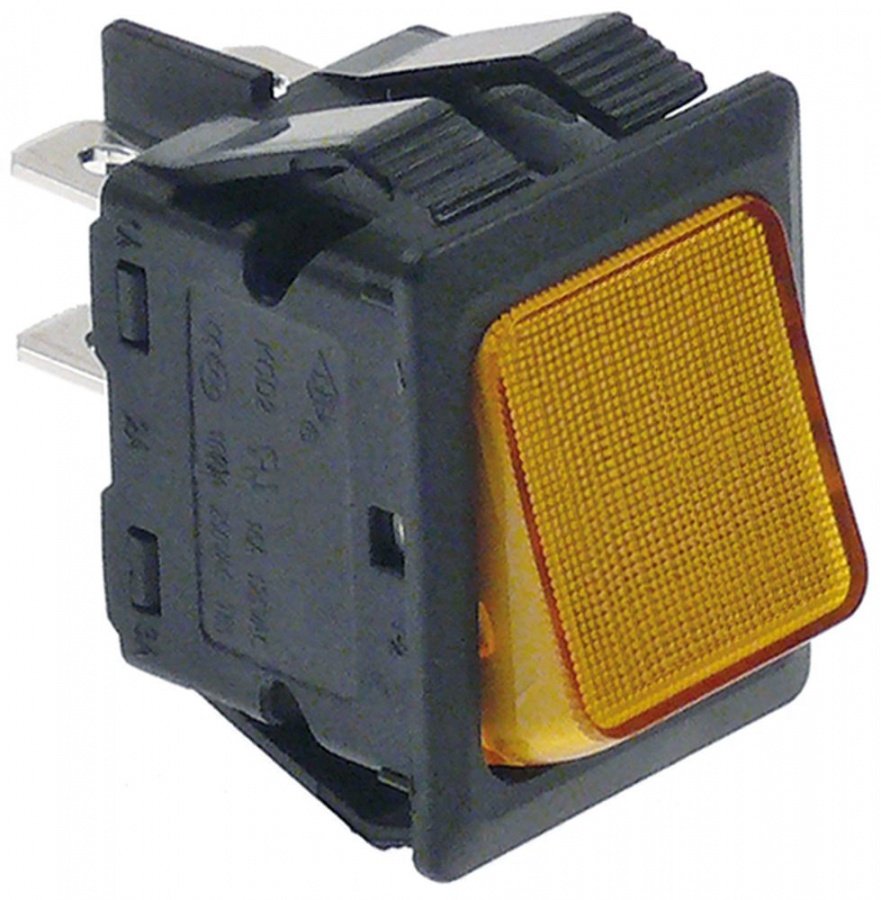 Intrerupator basculant momentan 30x22 mm, contacte 1NO+lampa, 250 V, 16 A galben - 345491