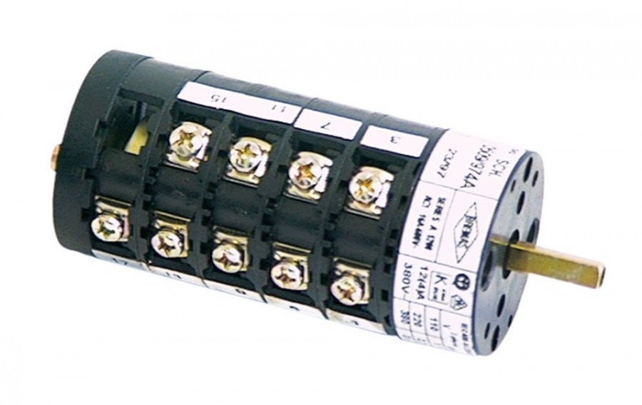 rotary switch 9-pole 6 operating positions 12A connection screw clamp shaft ø 5x5mm