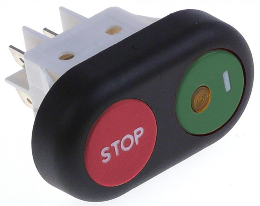 Buton intrerupator dublu, contacte 2 NO, 16 A, 250 V, montare 30 x 22 mm - 345510