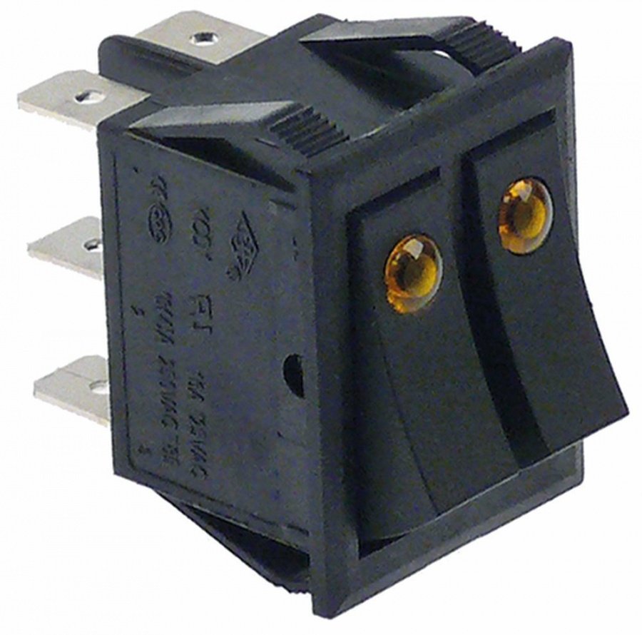 Intrerupator basculant cu LED galben, cu 2 contacte 16 A, 250 V, montare 30 x 22 mm - 345599