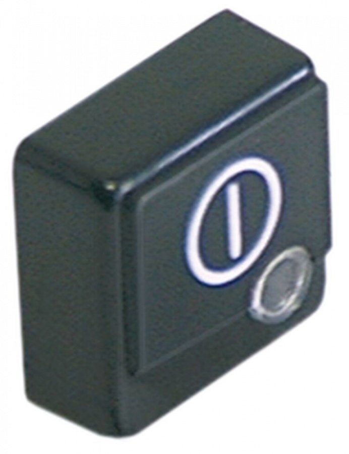 push button 23x23mm black symbol main switch - Code 345607