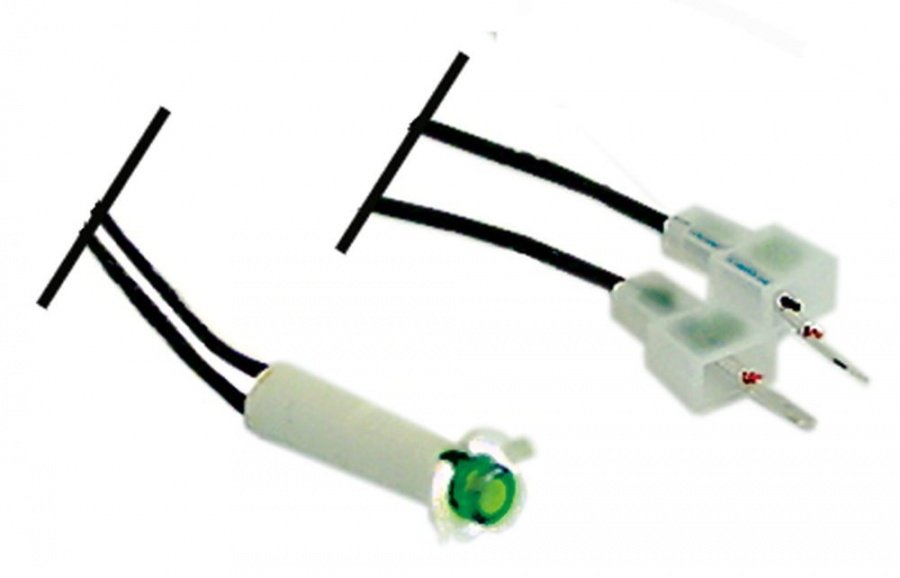 indicator lamp ø 6 mm, 230 V green cable length, 250 mm - Cod 345836