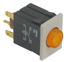 momentary push switch 30x22mm yellow 1NO 250V 16A illuminated, indicator light 24V