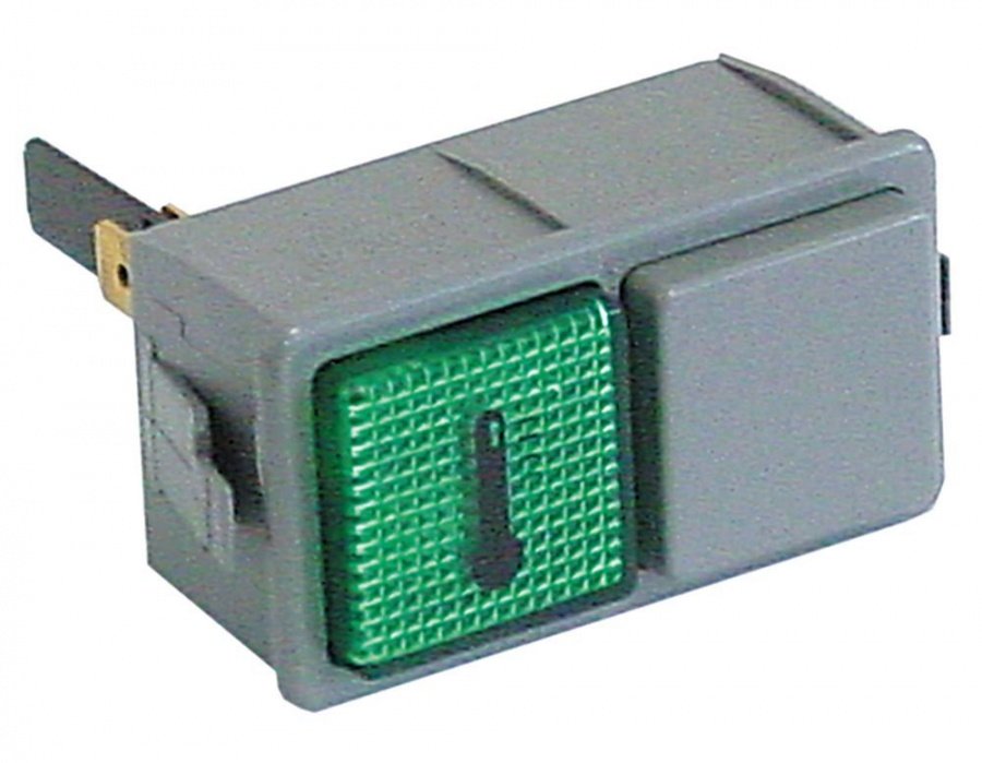 indicator light 28,5x52,6mm 230V green connection male faston 6,3mm
