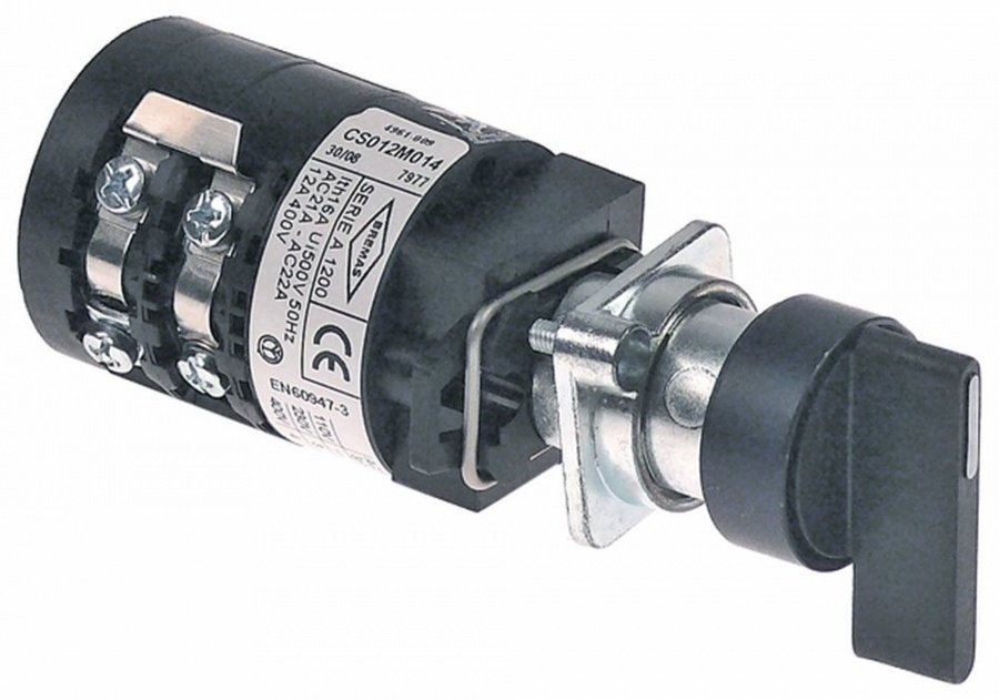 Selector cu 4 pozitii 1-2-3-4, tip CS012M014, 400 V, 12 A, ax ø 5x5 mm, ax L 23 mm - 345913