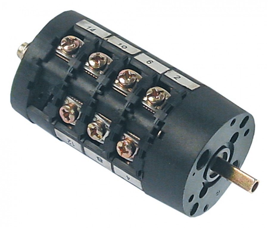 Intrerupator rotativ - selector BREMAS serie A1200 tip EN60947-3, CS0128618 cu 5 pozitii rotatie 1-2-3-4-5-6, ax 5x5 mm, 12 A, 400 V - 345916