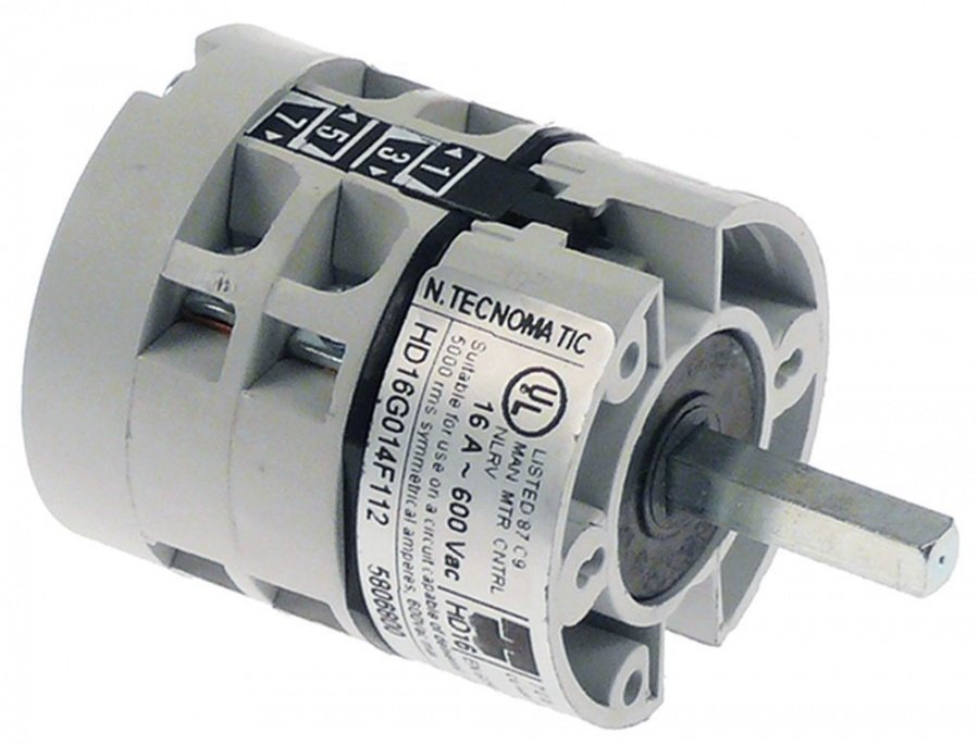 Comutator cu 5 pozitii 0-1-2-3-4, 16 A, ax patrat 5x5 mm - 345994