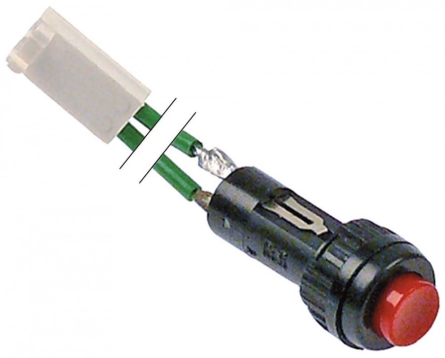 momentary push switch mounting ø 9 mm red 1NC connection cable 280mm with plug protection IP40