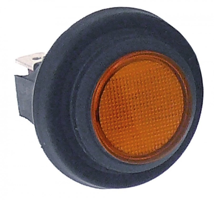 Intrerupator buton portocaliu, montare ø 25 mm, contacte 2 NO, 250 V, 16 A, max. 125°C - 346094