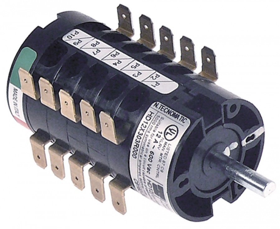 rotary switch 6  10 type HD12X303R000 600V 12A shaft ø 6mm shaft length 22mm shaft round