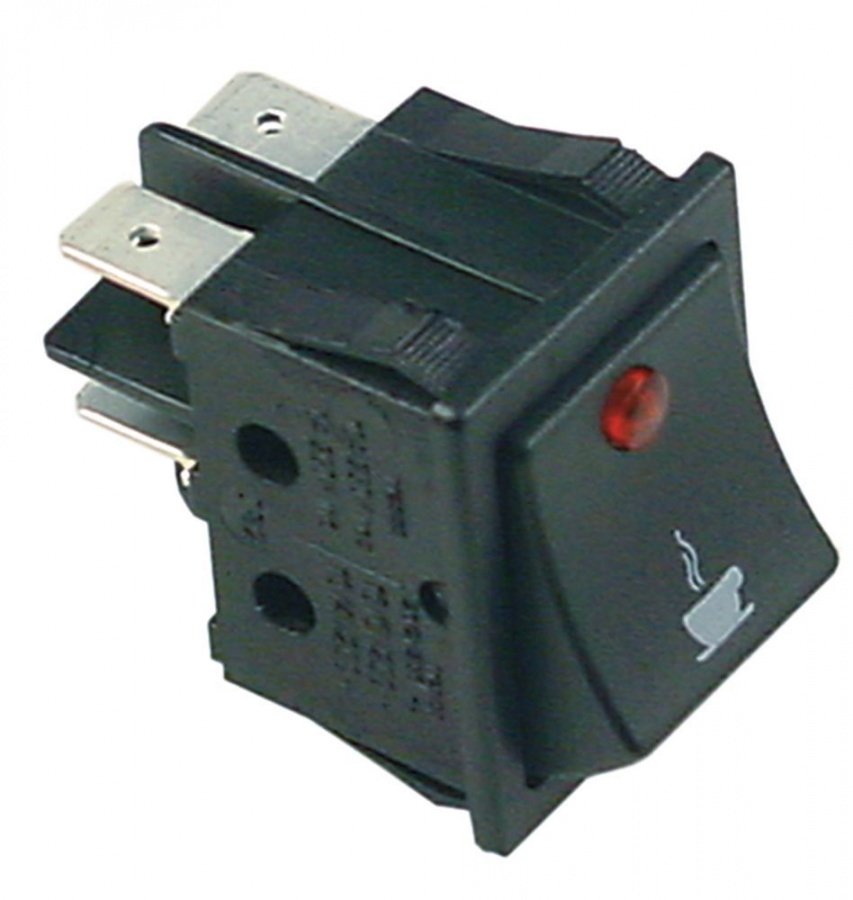 Intrerupator basculant cu contacte 2NO, 16 A, 250 V, montare 30x22 mm, cu lumina rosie - 346110