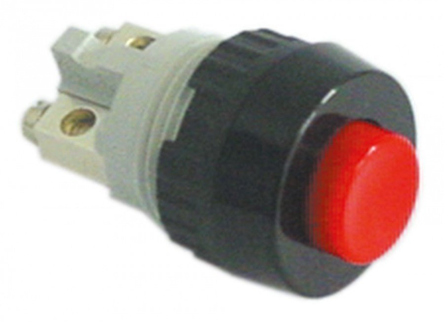 Intrerupator cu buton, fara retinere, contact 1NC, 250 V, 0,7 A, montare ø 15,2 mm - 346155