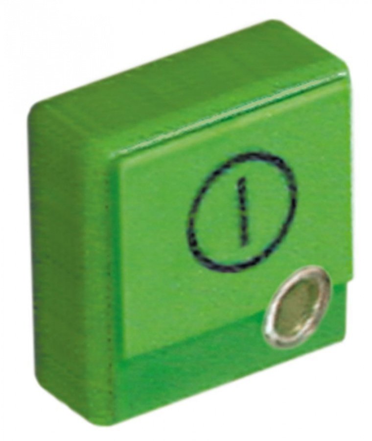 push button 23x23mm green symbol main switch - Code 346221