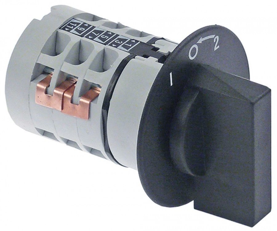 rotary switch 3  1-0-2 momentary sets of contacts 6  type  600 V 12 A shaft ø 5x5mm