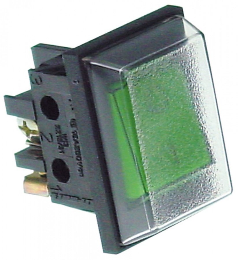 rocker switch 30x22mm green 2NO 250V 16A lighted 0-I connection screw connection