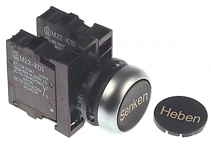 momentary push switch black ø 22,5mm 1NC/1NO lifting countersink momentary