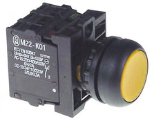 momentary push switch yellow illuminated, 80-264V ø 22,5mm 1NC/1NO momentary