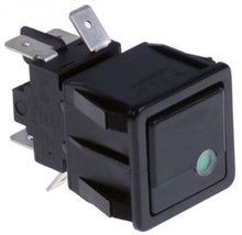 push switch 28,5x28,5mm green/black 2NO 250V 16A connection male faston 6,3mm