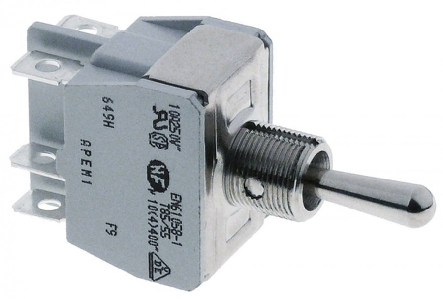 Intrerupator cu parghie ON-OFF, contacte 2 CO, 15 A, 250 V, filet M12 x 0,75 - 346520