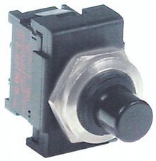 push switch mounting ø 12mm black 1NO 250V 6A connection male faston 4,8mm