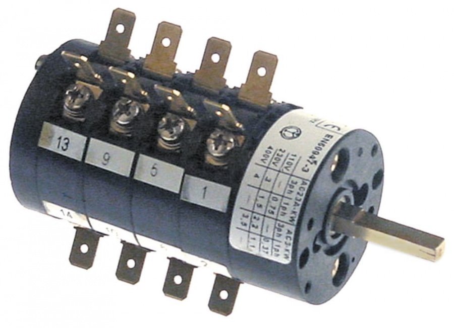 rotary switch 4 0-1-2-3 8 type CS012461B 400V 12A shaft ø 4x5mm shaft length 25mm shaft square