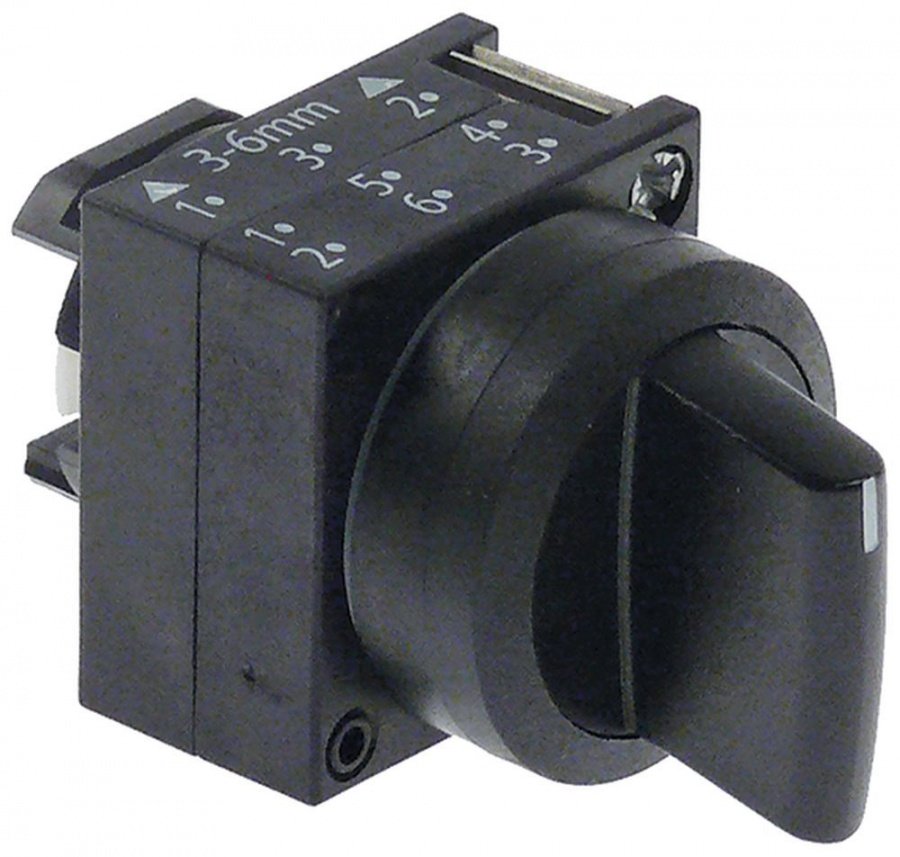 Comutator - selector fara retinere cu 3 pozitii 1-0-2, ø 22 mm - 346629
