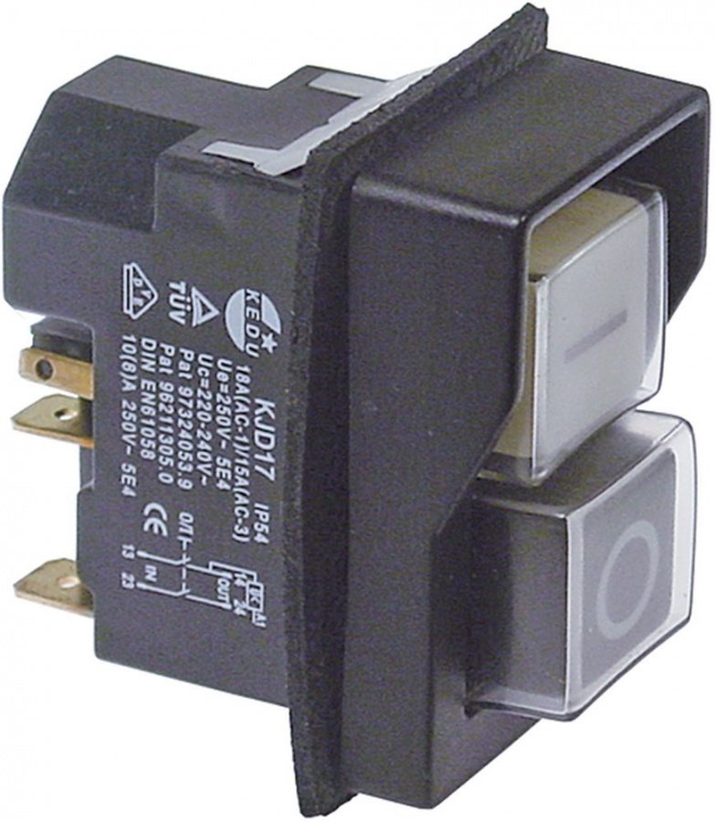 Intrerupator pornit-oprit cu protectie butoane 10A, 250V, butoane alb / negru - 347067