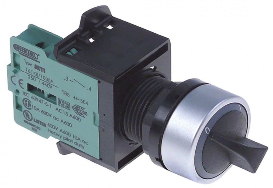 switch ø 22mm silver latching 1NO rotation angle 90° sequence 0-1