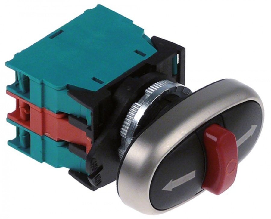 momentary push switch mounting ø 22mm black/red 1NO/1NC/1NO 230V 16A arrow right/left