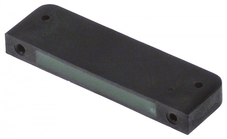 Magnet L 63x19 mm, H 7,3 mm, distanta intre gauri 52,5 mm, diametru gaura ø 2,25 mm - 347200