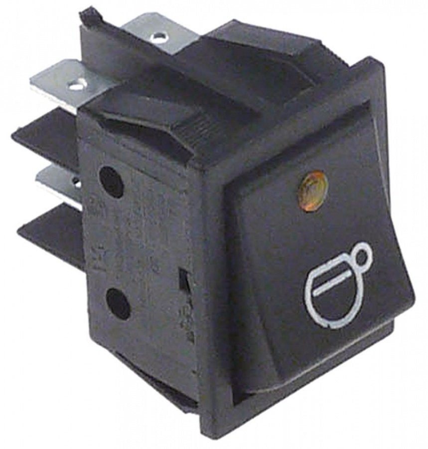 rocker switch 30x22mm orange 2NO 250 V 16 A illuminated cup connection male faston 6.3mm