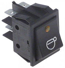 rocker switch 30x22mm orange 2NO 250 V 16 A illuminated cup connection male faston 6.3mm