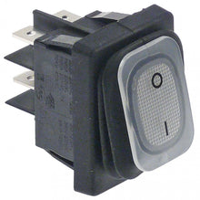 Intrerupator basculant cu burduf etans, contacte 20 A, 250 V, montare 30x22 mm, iluminat alb, simboluri O-I - 347207