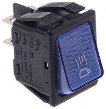 rocker switch 30x22mm blue 2NO 250V 16A lighted cup warmer connection male faston 6,3mm