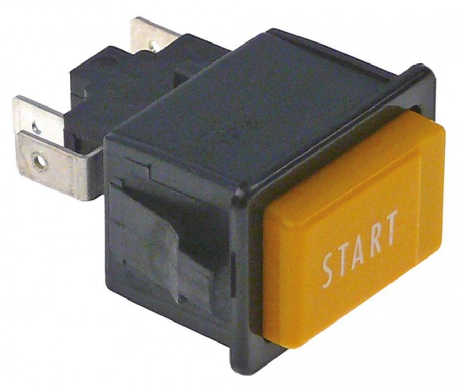 momentary push switch 34,1x23,1mm yellow 1CO 250V 16A START connection male faston 6,3mm