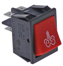 momentary rocker switch 30x22mm red 2NO 250V 16A steam connection male faston 6,3mm