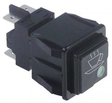 push switch 28,5x28,5mm green/red 2NO 250V 16A cup connection male faston 6,3mm