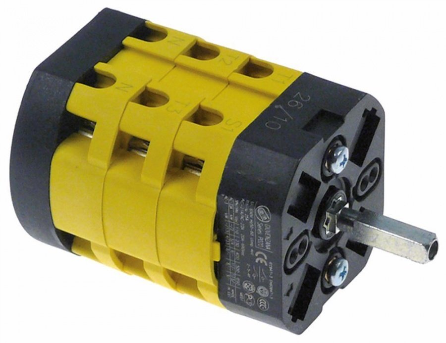 rotary switch 3 operating positions 0-1-2 type  20A shaft ø 5x5mm shaft length 23mm shaft square